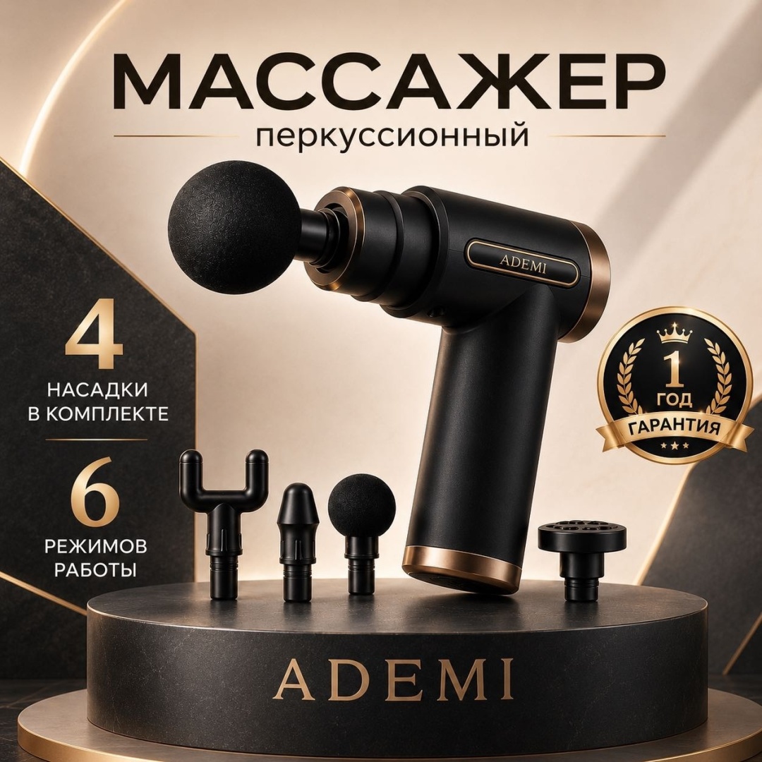 Массажер Ademi Prime ручной разминающий, вибрационный, перкуссионный