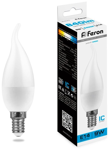 Feron 9W E14, светодиодная, холодный белый