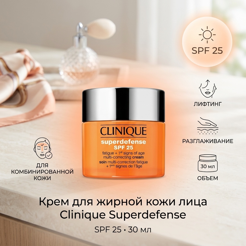 Clinique крем Superdefense SPF25 для жирной кожи лица 30 мл