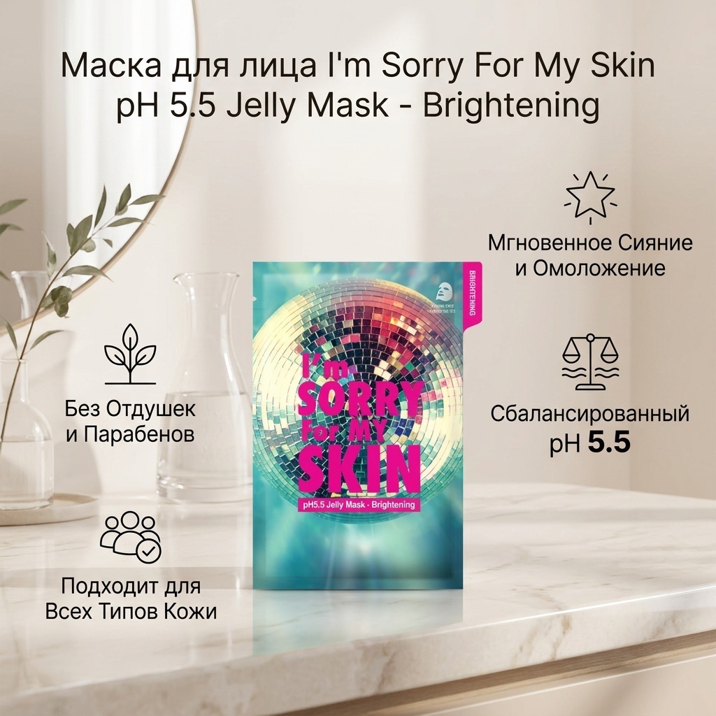 Маска для лица I'm Sorry For My Skin тканевая Ph 5.5 jelly mask-brightening 1 шт