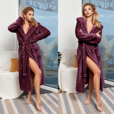 Флисовый халат Milana бордовый