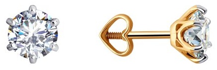 Пусеты Diamant EAR-DI-585-278011 вес 1.63 г золото, фианит
