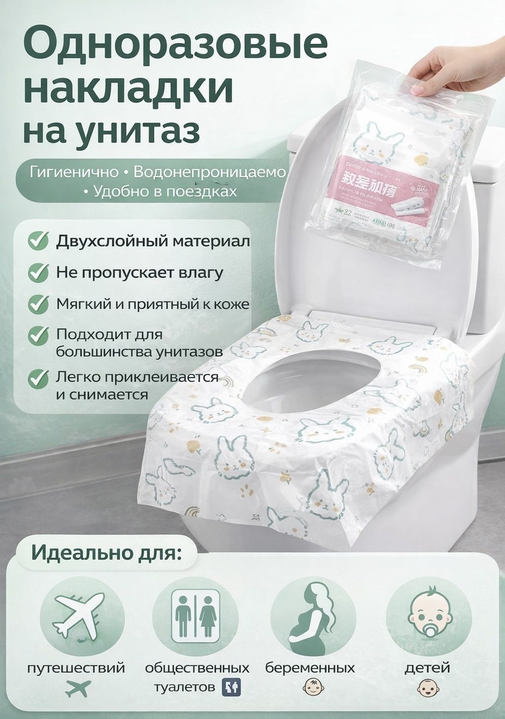 Дом Комфорта покрытия для унитаза 2-слойный 10 шт, смешанная целлюлоза