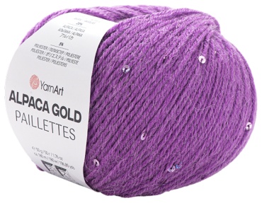 Моток пряжа с пайетками YarnArt Alpaca Gold Paillettes 9308 - Cиреневый 180 м 50 г