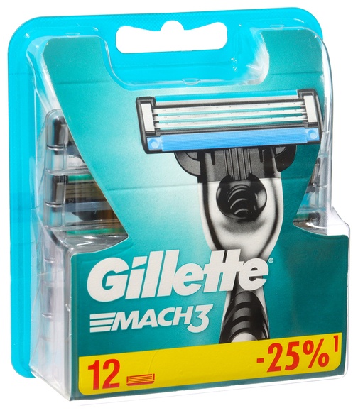 Gillette Сменные кассеты Gillette Mach 3, 12 шт. сменные кассеты 12 шт