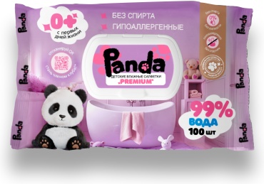Детские влажные салфетки Panda Premium 100 шт