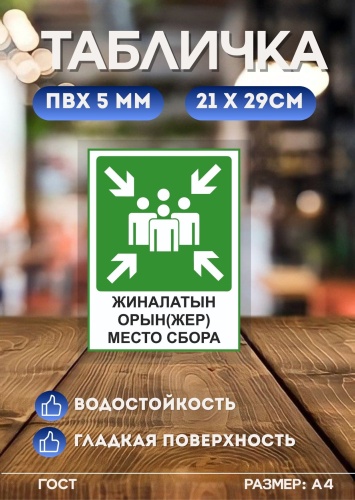 Табличка Pavlin табличка место сбора тут 21х29 см 29x21 см