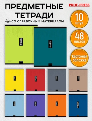 Набор предметных тетрадей PROF PRESS Будь проще, 48 л, А5, комбинированная, твердая обложка, 10 шт
