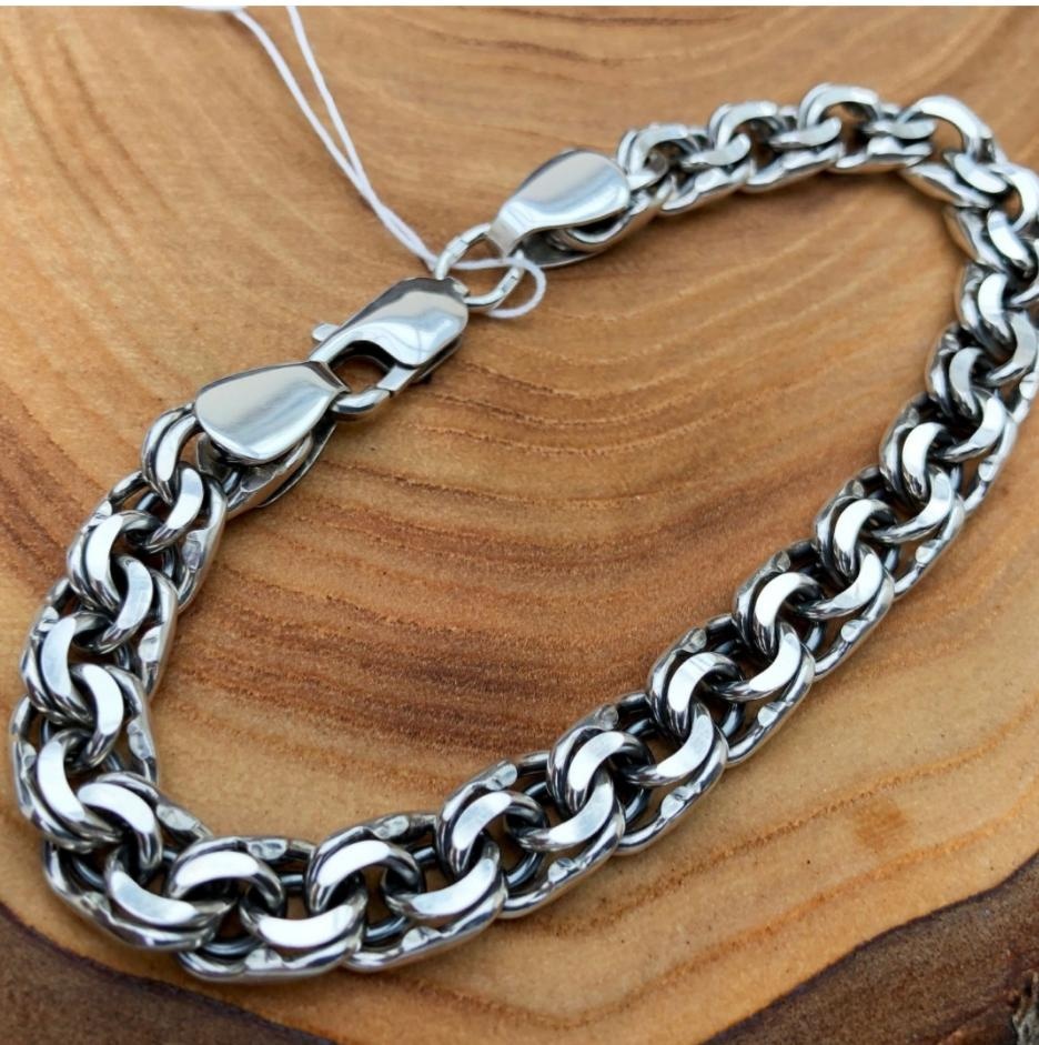 OLZHA BRAND З1 длина 25 см, вес 48 г серебро, плетение бисмарк