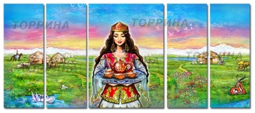 Торрина модульная картина Национальные мотивы. Девушка 157x70 см