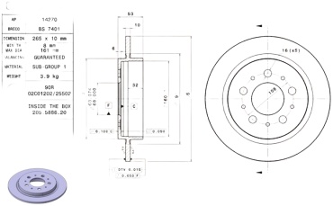 Диски Brembo задние 08 528810