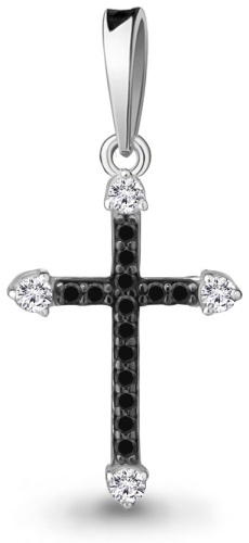 Крестик AQUAMARINE 38745 вес 0.81 г серебро, нанокристалл