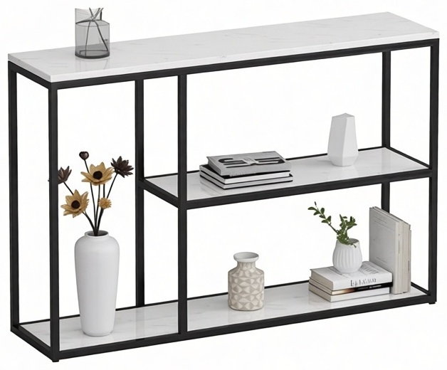 Консоль LoftLine, 100x30x80 см, черный, белый