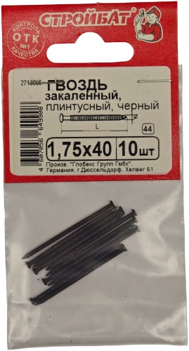 Гвоздь финишный СТРОЙБАТ 40х1.75 мм 1,75х40 (10 шт.) Черный