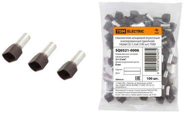 Наконечник TDM ELECTRIC штыревой втулочный НШВИ-2 1.5 кв.мм, 100 шт