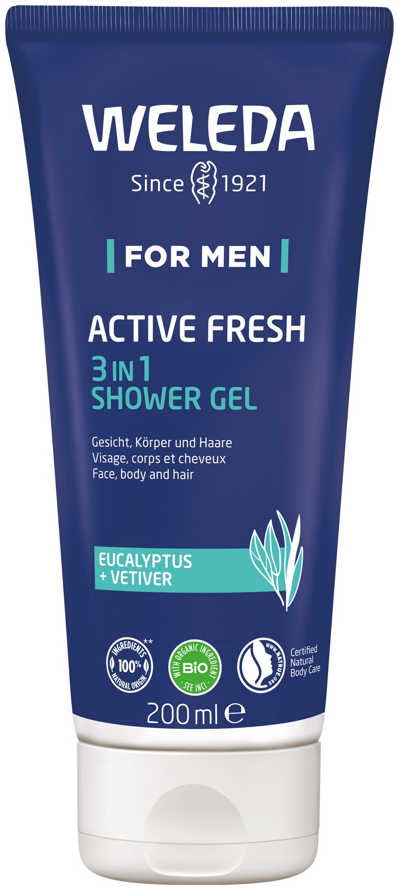 Weleda Мужской гель для душа 3 в 1/Men's shower gel 3 in 1 ACTIVE FRESH/200 мл гель 200 мл