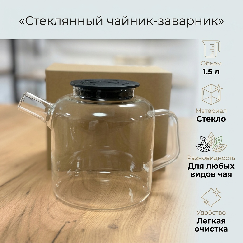 Чайник 30359084_806325891 1.5 л, стекло