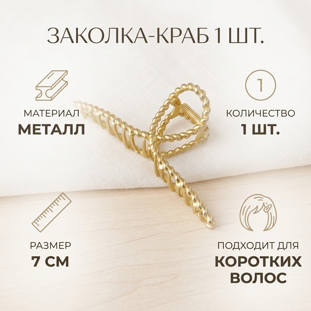 Заколка краб 1 шт