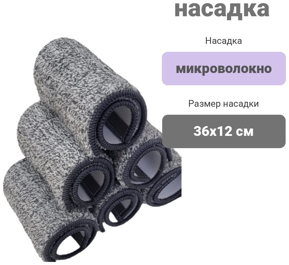 Насадка на швабру для пола, для стен Homeket, материал насадки: микроволокно, серый