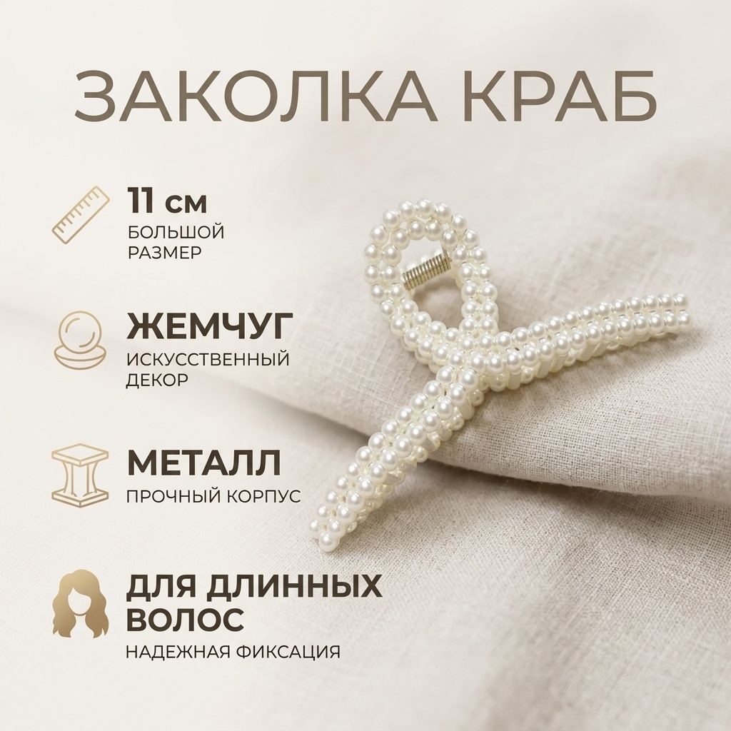 Заколка краб 1 шт