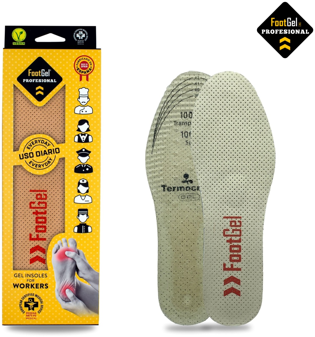 FOOTGEL стельки FGPRO-3942 размер 39-42, классические, для рабочей обуви