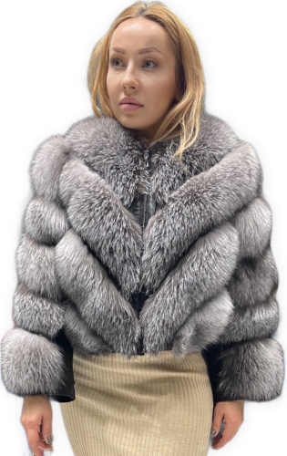 Шуба Frank Collection черный, серый