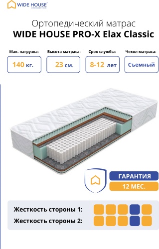 Матрас WIDE HOUSE PRO-X Elax Classic, 220x220x23 см
