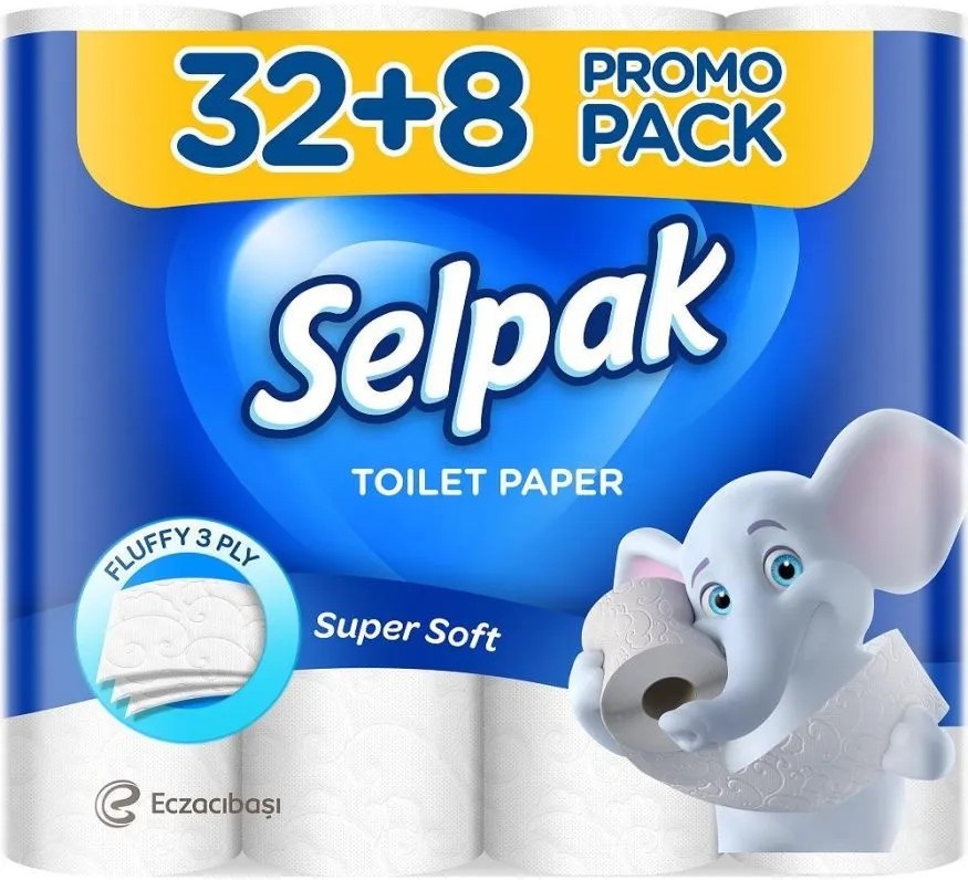 Selpak туалетная бумага 3-слойный 40 шт, первичная целлюлоза