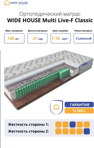 Матрас WIDE HOUSE Multi Live-F Classic, 80x200x21 см