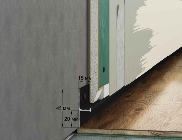 Профиль Decorkz REGULAR LACONISTIQ 15x3000 мм, алюминий