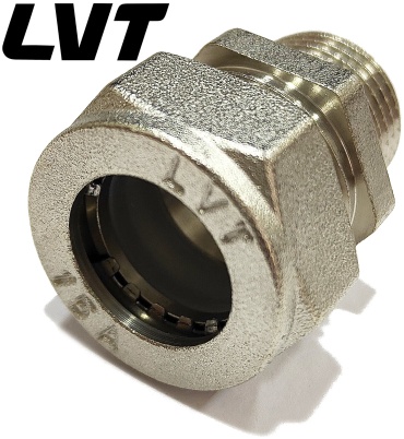 LVT муфта 15 мм 1/2, латунь никелированная, 1 шт