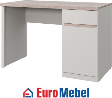 Стол письменный Euromebel Лима 1D1S, 120.2х60x78 см, светло серый, светло-коричневый