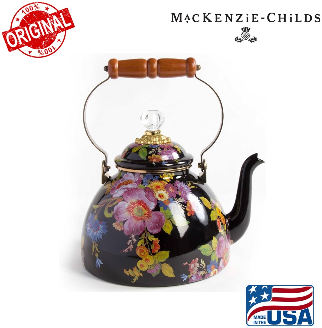 MACKENZIE-CHILDS чайник Black Flower Market 3 л, эмалированная сталь