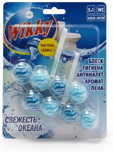 Гигиенический блок Wikky Подвеска для унитаза 4 шарика Свежесть океана 2 шт.