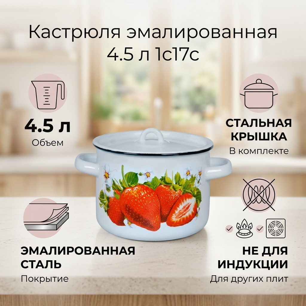 Кастрюля 4.5 л, 1с17с эмаль