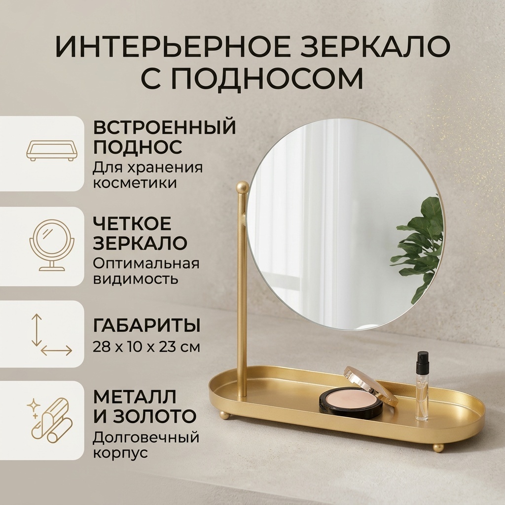 Зеркало настольное Зеркало 28x23 см