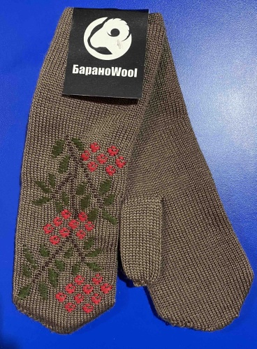 Варежки Бараноwool размер универсальный коричневый