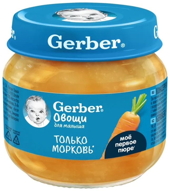 Детское пюре Gerber морковь 80 г, с 4 месяцев