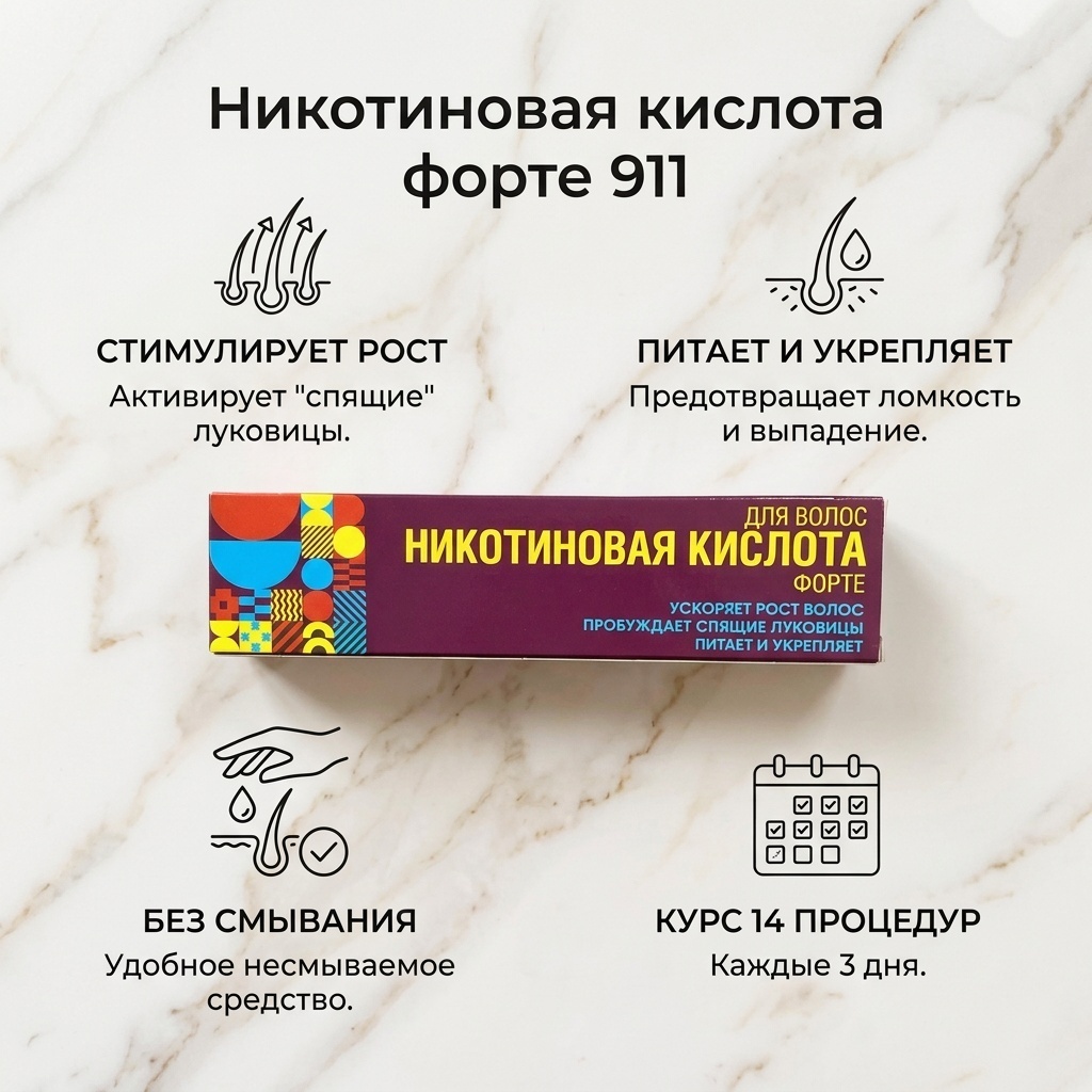 911 Никотиновая кислота форте средство от облысения 65 мл