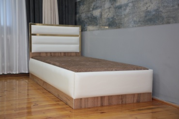 Кровать GANJIYNA 124389347 односпальная, 90x200 см (с матрасом, без подъёмного механизма) белый