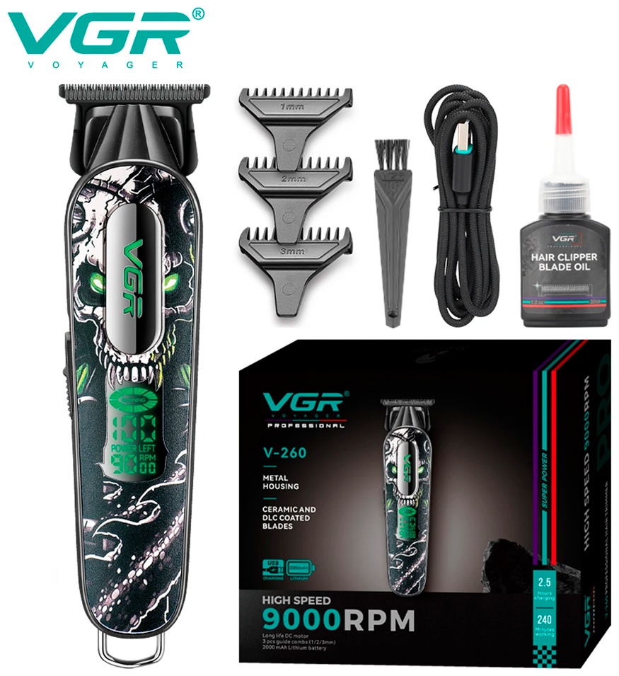 VGR Professional триммер V-260 черный, серый, зеленый