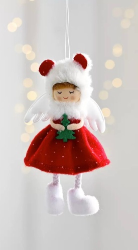 Зимний ангел, TYA-0078 текстиль 1 шт, красный, белый