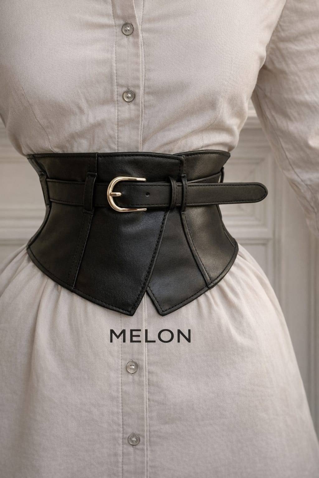 Пояс Melon искусственная кожа, текстиль 75 см черный
