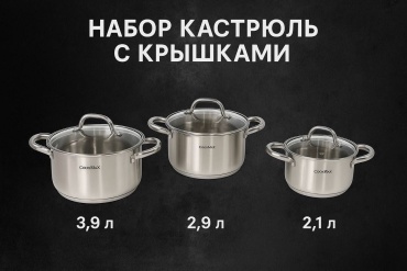 Набор кастрюль Cookwadar CW222 3 в 1