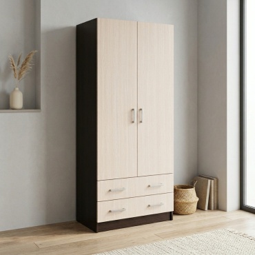 Распашной шкаф Гармония, 80x220х50 см, бежевый, темно-коричневый