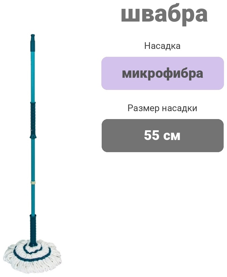 Швабра для пола Palisad, материал насадки: микрофибра, голубой