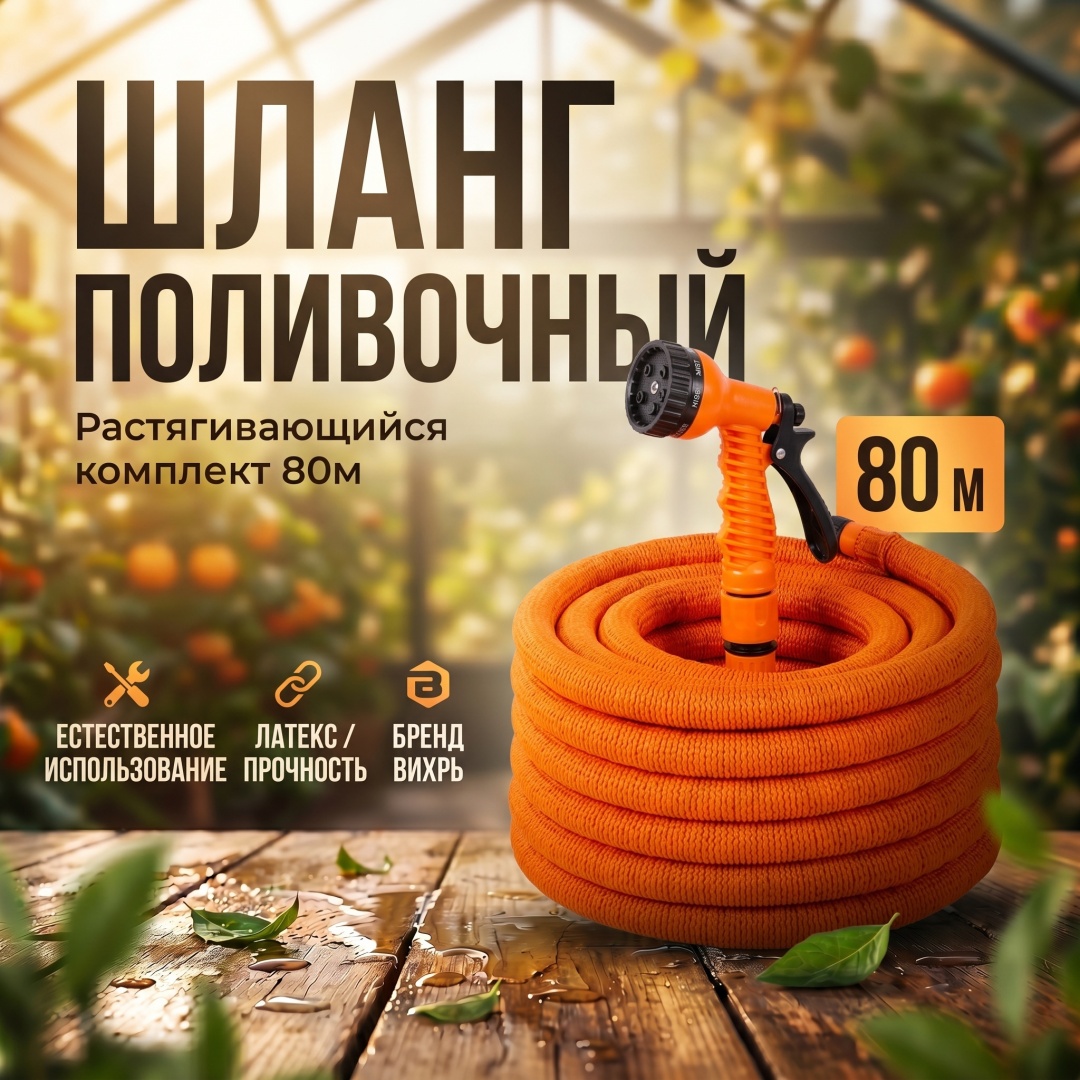 Набор для полива ВИХРЬ 80 м, 12 мм