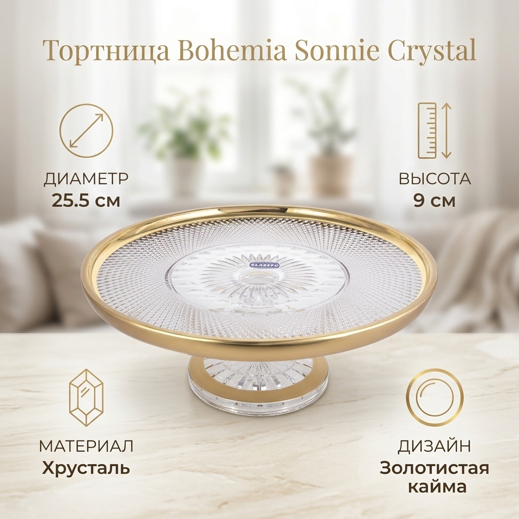 Bohemia тортница Sonnie crystal 12948404 круглая 1 шт