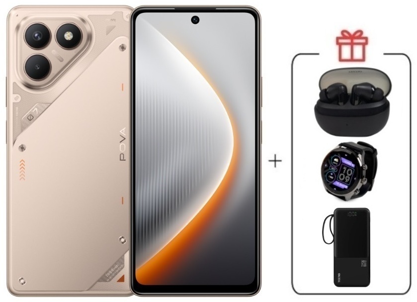 Смартфон TECNO Pova 7 Neo 8 ГБ/256 ГБ золотистый + подарок