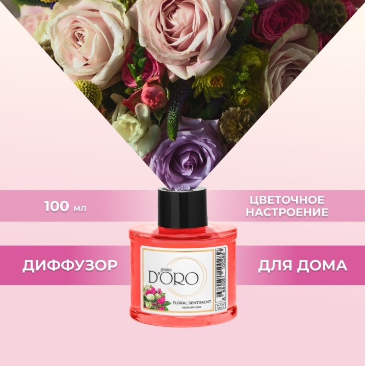 Диффузор с палочками Gamma D'ORO Цветы 100 мл